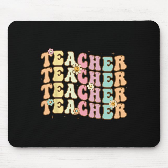 Retro Groovy Teacher Inspirational Colorful Ck To  Mouse Pad (Front)