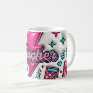 Retro Groovy Teacher Pink and Teal 11oz Mug