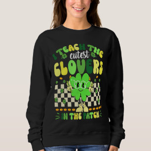Retro Groovy Teacher  St Patricks Day Shamrock Sweatshirt