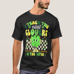 Retro Groovy Teacher St Patricks Day Shamrock T-Shirt