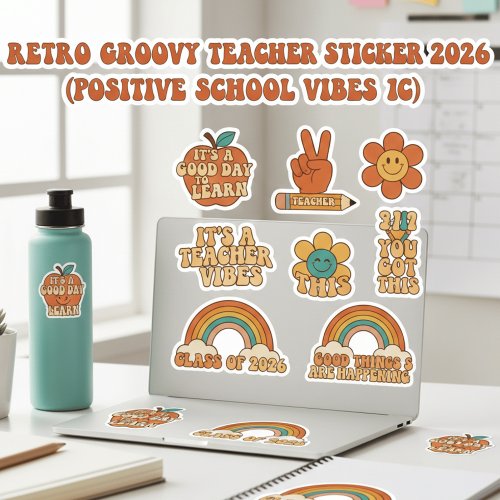Retro Groovy Teacher Sticker Sheet | Motivational