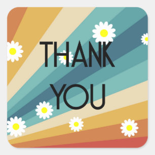 Retro Groovy - Thank You Square Sticker