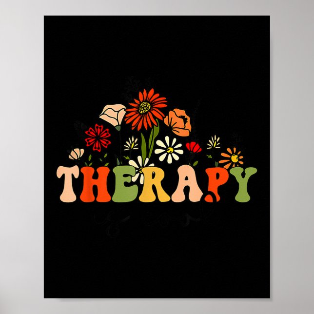 Retro Groovy Therapy Is Cool Mental Health S Aware Poster (Front)
