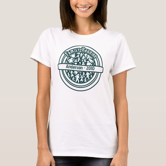 Retro Groovy Throwback Teal Green Family Reunion T-Shirt (Front)