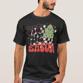 Retro Groovy Tis The Season Cute Christmas Tree Fu T-Shirt