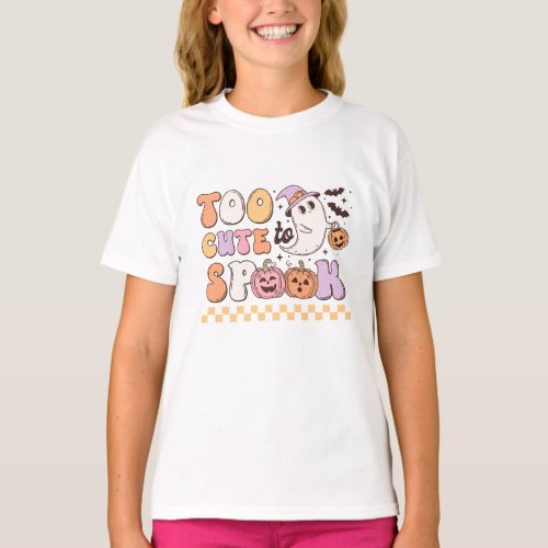 Retro Groovy Too Cute to Spook Halloween T_shirts