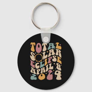Retro Groovy Total Solar Eclipse April 081 Keychain