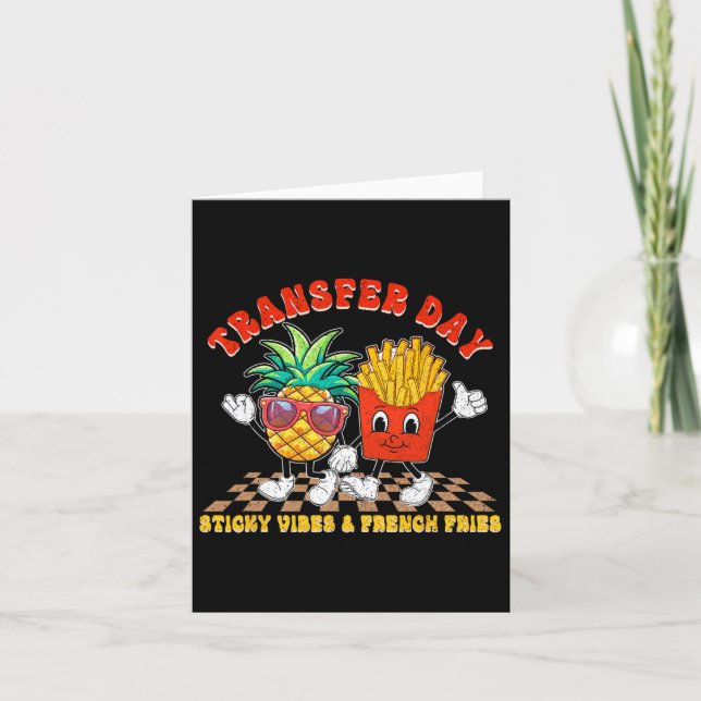 Retro Groovy Transfer Day Sticky Vibes Ivf Couple  Card (Front)