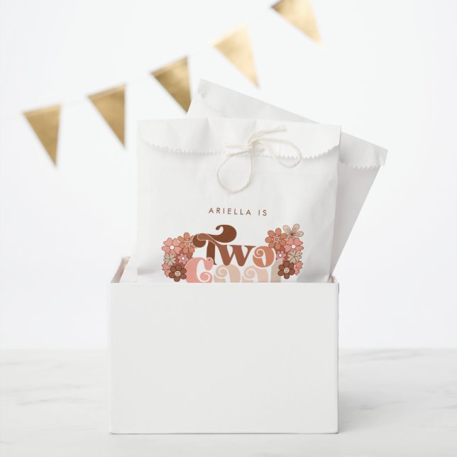 Retro Groovy Two Cool Girls 2nd Birthday Favor Bag (Party)