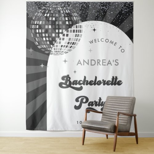 Retro Groovy Typography Disco Bachelorette Party Tapestry