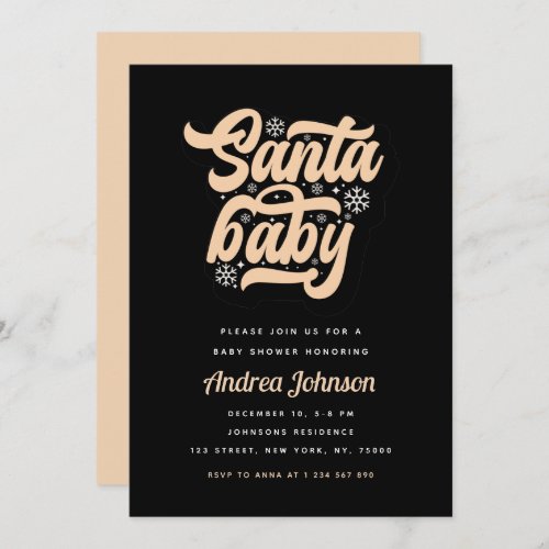 Retro Groovy Typography Santa Baby Christmas Style Save The Date