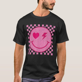 Retro Groovy Valentines Day Hippie Heart Funny Mat T-Shirt