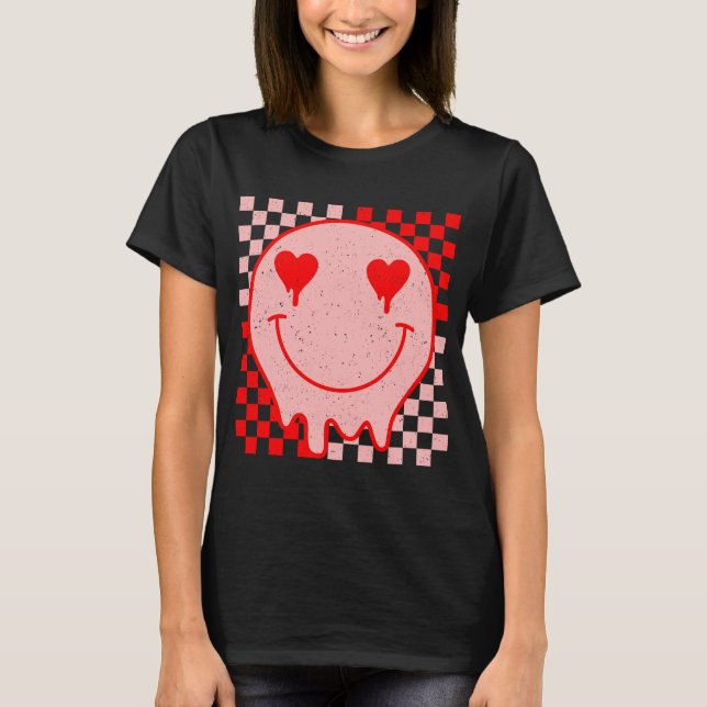 Retro Groovy Valentine's Day Hippie Heart Funny T-Shirt (Front)
