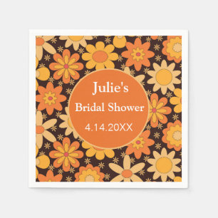Retro Groovy vintage Floral Orange yellow custom Napkins