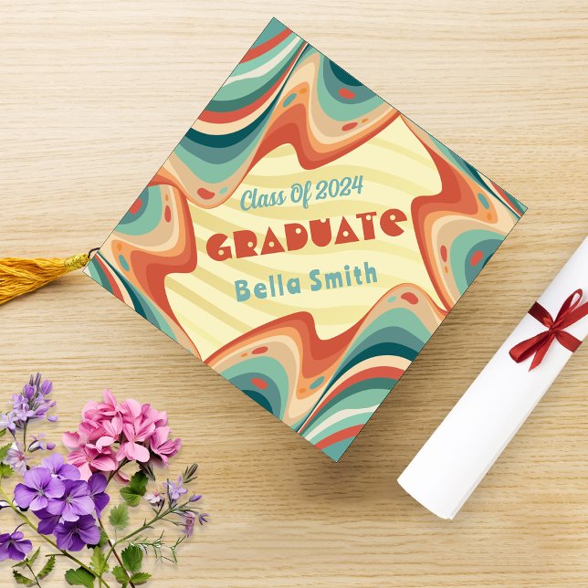 Retro Groovy Vintage Red And Blue Tassel Topper (Creator Uploaded)