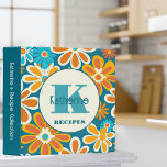 Retro Groovy Vintage Teal Family Recipe 3 Ring Binder<br><div class="desc">This fun design adds vintage style to your kitchen with its retro teal, rust, burnt orange, and cream floral pattern. Gather your favorite family recipes and add your family memories to make this a cherished keepsake. Add a name and initial monogram to personalize it. Makes a great bridal shower, Christmas...</div>