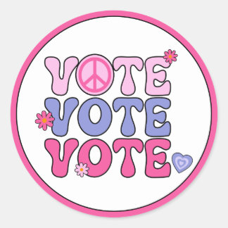 Retro Groovy Vote Classic Round Sticker