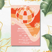 Funky Orange Pink Party Birthday Invitation
