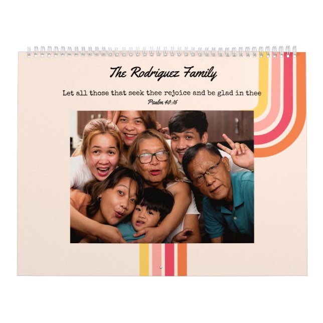 Retro Groovy Waves Bible Verse 12 Photo Gallery   Calendar (Cover)