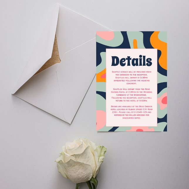 Retro Groovy Waves Colorful Wedding Enclosure Card (Creator Uploaded)