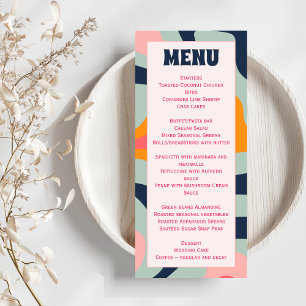 Retro Groovy Waves Colorful Wedding Menu