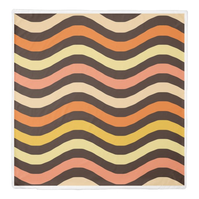 Retro Groovy Waves Seamless Pattern Duvet Cover (Front)