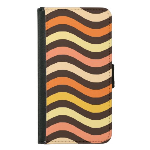 Retro Groovy Waves Seamless Pattern Samsung Galaxy S5 Wallet Case