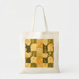 Retro Groovy Wavy Checkerboard Aesthetic Tote Bag