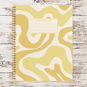 Retro Groovy Wavy Liquid Swirl Pattern Composition Notebook