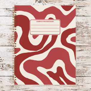 Retro Groovy Wavy Liquid Swirl Pattern Composition Notebook