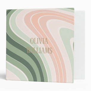 Retro Groovy Wavy Pattern 3 Ring Binder