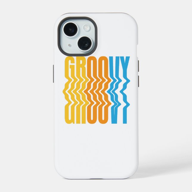 Retro Groovy Wavy Text iphone 15 case (Back)