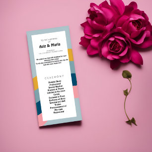 Retro Groovy Wedding Program - A Colorful Journey 