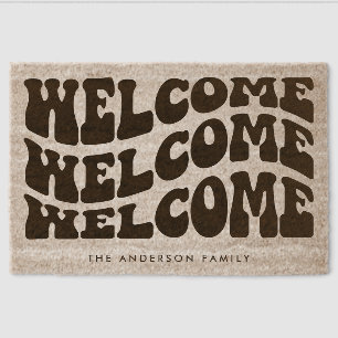 Retro Groovy Welcome Coir Fiber Doormat