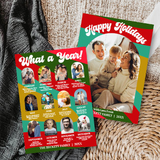 Retro Groovy What A Year In Review 12 Photo Arch Holiday Card