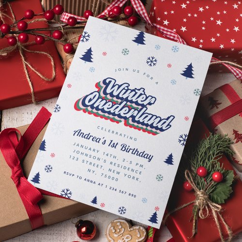 Retro Groovy Winter Onederland 1st Birthday Party  Save The Date