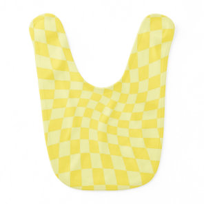 Retro Groovy Yellow Check Checks Checkered Baby Bib