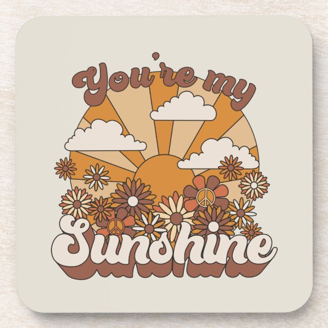 Retro Groovy | You're my Sunshine Beverage Coaster (Front)