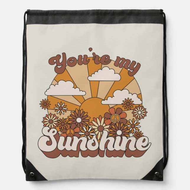 Retro Groovy | You're my Sunshine Drawstring Bag (Front)