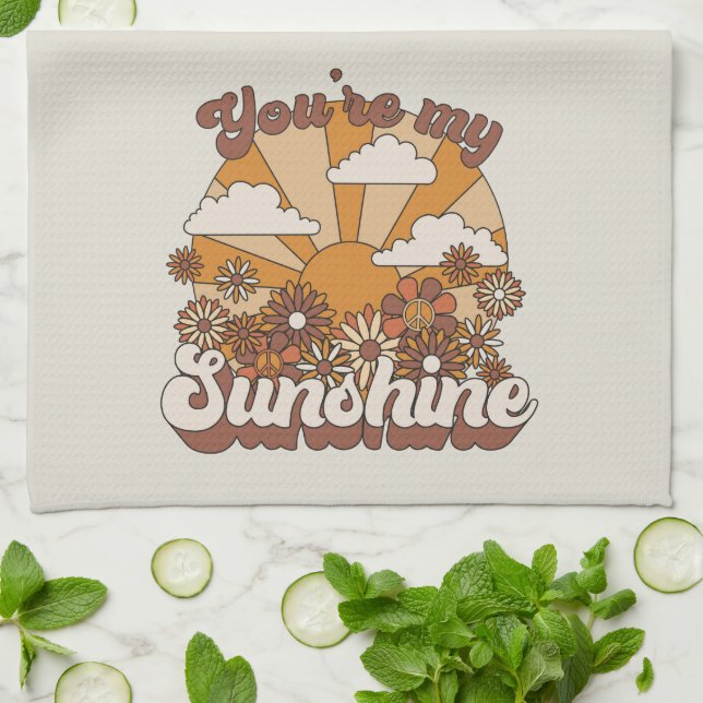 Retro Groovy | You're my Sunshine Kitchen Towel (Folded)