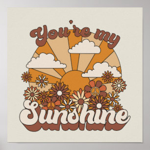 Retro Groovy   You're my Sunshine Poster