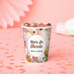  Retro Grooy Let's go ghoul Halloween Birthday Paper Cups