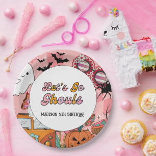  Retro Grooy Let's go ghoul Halloween Birthday Paper Plates