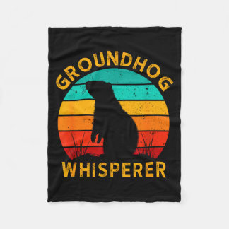 Retro Groundhog Whisperer Groundhog Day Woodchuck Fleece Blanket