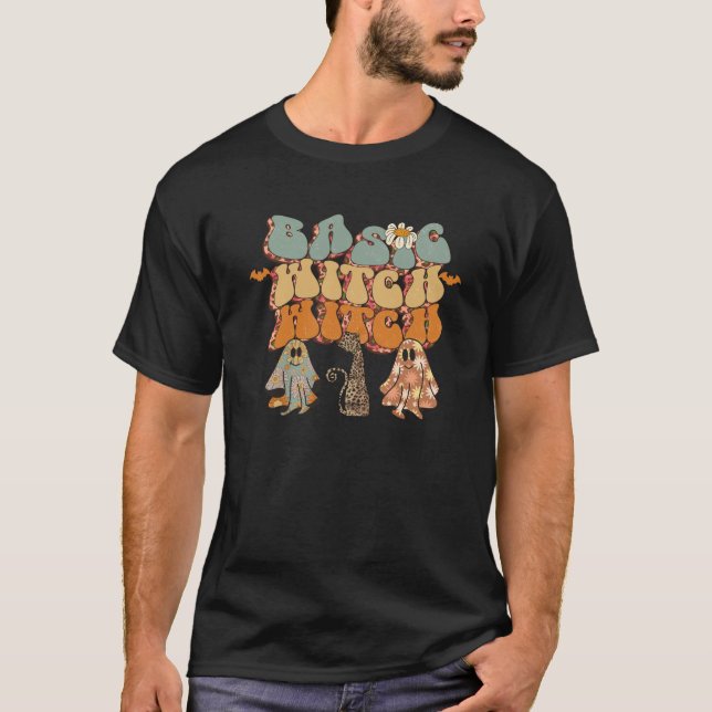 retro grovvy Basic Witch Retro Halloween Teacher L T-Shirt (Front)