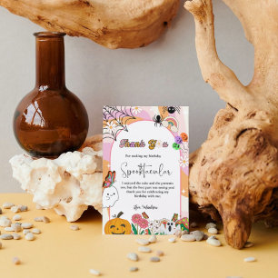 Retro grovvy Halloween birthday thank you card