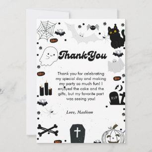 Retro grovvy Halloween birthday thank you card