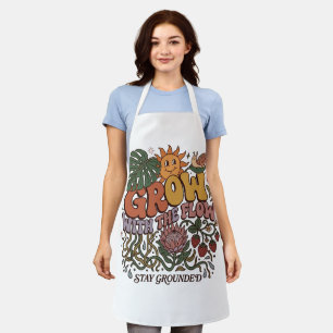 Retro Grow With The Flow Gardening Apron Boho Fl