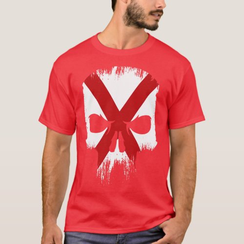 Retro Grunge Alabama State Flag Skull T_Shirt