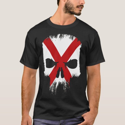 Retro Grunge Alabama State Flag Skull T_Shirt
